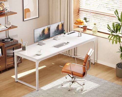 Coleshome 71 Inch Computer Desk with USB Ports, Large Office Desk, Long Study Student Writing Desk, White