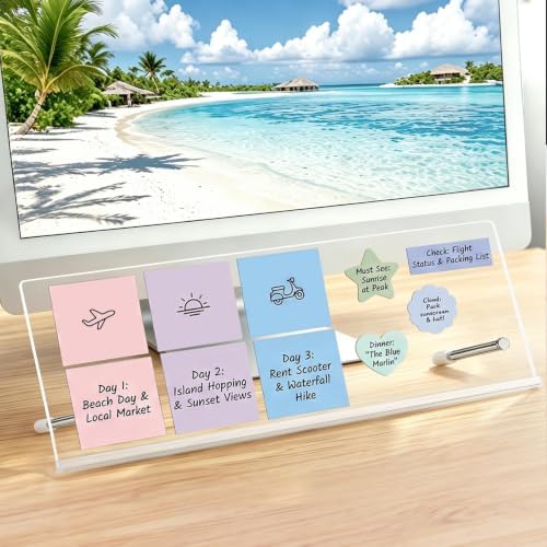 Monitor Memo Board Holder 16.5"x6.1", office organization memo holders for Computer sticky note holder, Space-Saving, Movable & Reusable, Screen saver for Office & Home Desktop Decor Extra Large