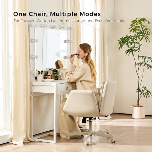 amseatec Criss Cross Office Chair, Swivel Makeup Vanity Chair with Wheels
