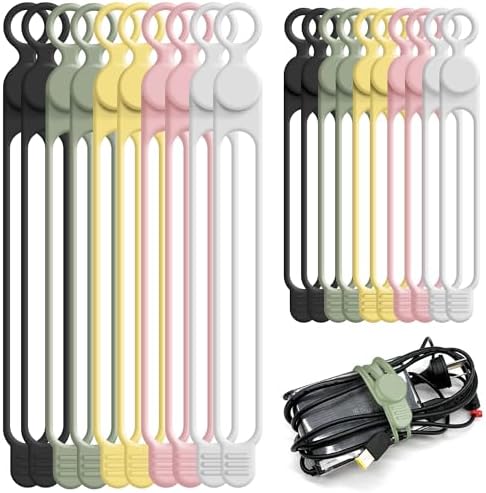20Pcs Silicone Cable Ties, Cord Organizer Cable Management-2Sizes