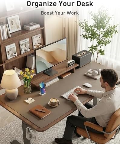 Aothia Faux Leather Desk Mat - Large Mouse Pad, Non-Slip PU Leather Blotter, Waterproof Writing Surface for Office and Home (Coffee, 40" x 24")