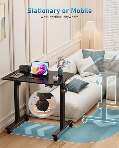 32" Small Rolling Electric Standing Desk Adjustable Height for Home Office