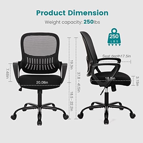 DUMOS Office Chair, Ergonomic Mesh Home Desk Chair, Lumbar Support