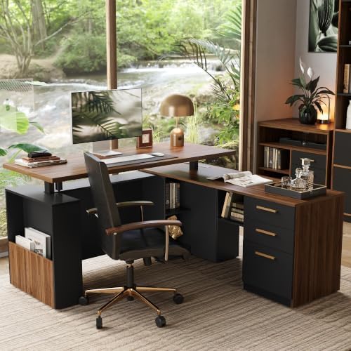 ModernMate 63" L Shaped Executive Standing Desk with 3 Drawers