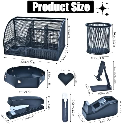 LXEVIHK Black Desk Accessories 23-Piece Office Supplies Gift Set