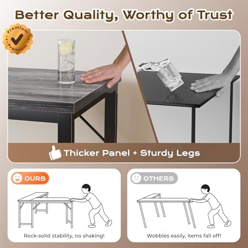Huuger 63 Inch L Shaped Desk with Power Outlets & 0.95 Inch Thicker Desktop