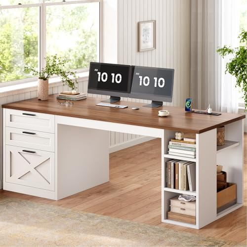 SEDETA 55.1" Farmhouse Office Desk with 3 Drawers for Home Office