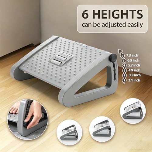 CasaZenith Foot Rest, Six Heights Adjustable Foot Rest Under Desk at Work