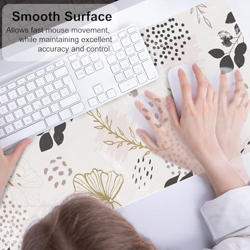 QiyI PU Leather Large Mouse Pad, Office Decor, 31.5" x 11.8", Boho Botany