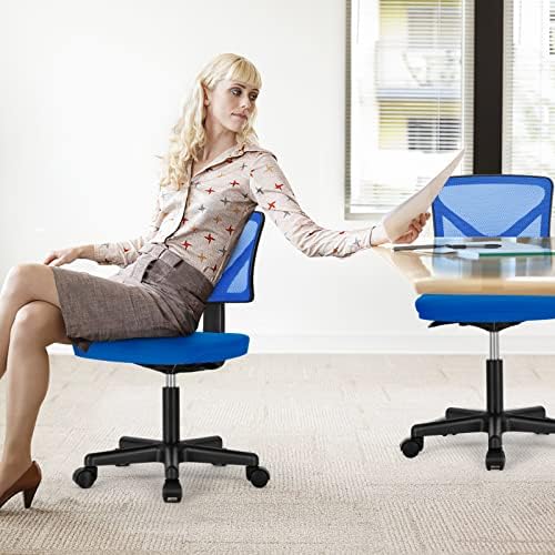 Sweetcrispy Small Armless Desk Chair, Mesh Rolling Office Chairs