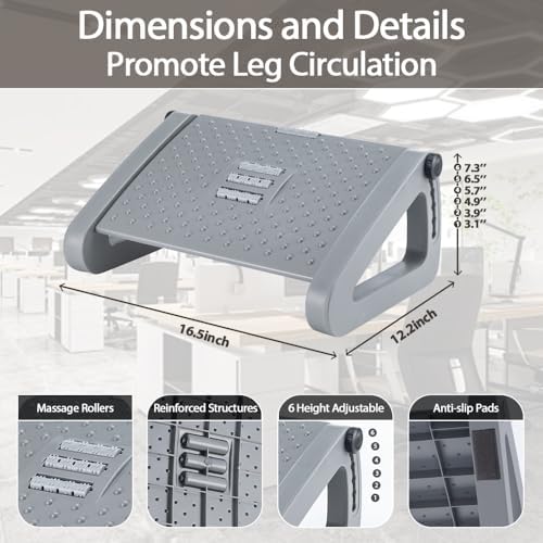 CasaZenith Foot Rest, Six Heights Adjustable Foot Rest Under Desk at Work