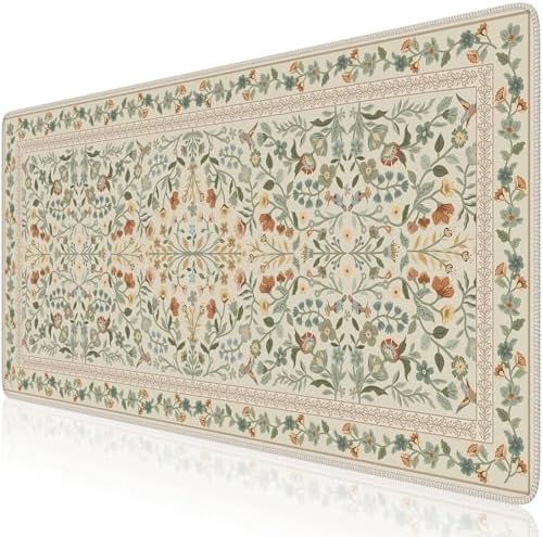 iCasso Desk Mat for Keyboard and Mouse, Large Mouse Pad, 35.4x15.7in,Beige