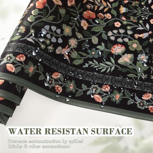 iCasso Floral Desk Mat,Mouse Pad for Office Decor,35.4x15.7in,Black