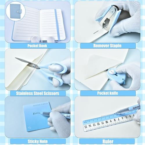 LXEVIHK Blue Desk Accessories 23-Piece Office Supplies Gift Set for Women