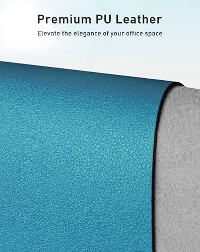 Aothia Faux Leather Desk Mat - Large Mouse Pad, Non-Slip PU Leather Blotter, Waterproof Writing Surface for Office and Home (Turquoise, 40" x 24")