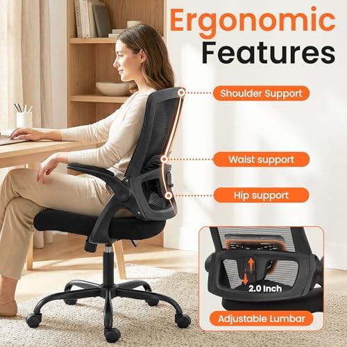 NEO CHAIR Office Desk Mesh Chair with Adjustable Ergonomic Lumbar, Black