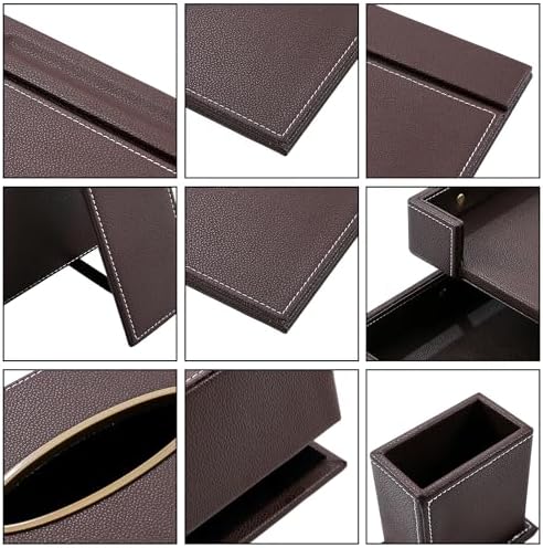 Leather Desk Set, 13-Piece All-in-One – Executive Desk Accessories & Office Supplies,Desk Organizer with Desk Pad & Blotter, 2-Tier Letter Tray, Luxury Office Desk Decor & Boss Gifts (Brown)