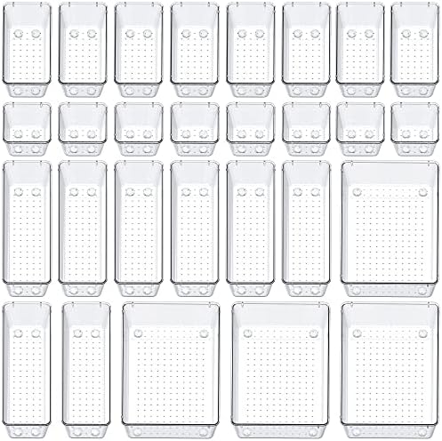 SMARTAKE 28 Piece Drawer Organizers with Non-Slip Silicone Pads, 4-Size