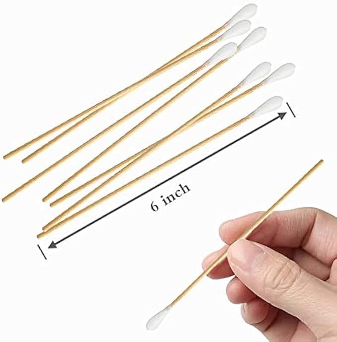 Bamboo Cotton Swabs 1000 Count - Long Swab 6 inch - Cotton Buds with Wooden Sticks - Biodegradable Tipped Applicators Cleaning Buds for Makeup, Pet Care, Gun Cleaning