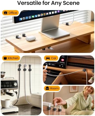 Silkland 8 Pack Snap-Lock Cable Clips, 360° Rotatable Cord Holder for Desk