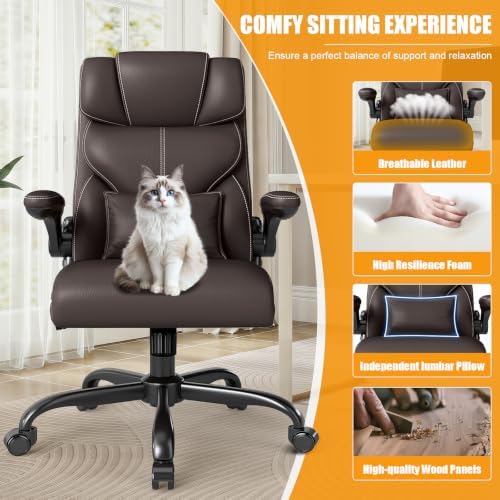 Executive Office Chair with Flip-up Armrests,Ergonomic Computer Desk Chairs