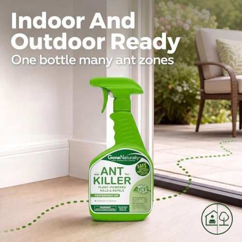 Ant Killer – Indoor & Outdoor Ant Killer Spray for Carpenter, Pavement & Little Black Ants – Peppermint Oil Ant Spray & Ant Repellent for Home – Safe Around Kids & Pets (32oz)