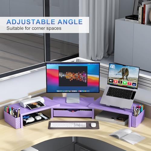 gianotter Dual Monitor Stand Riser With Drawer and 2 Pen Holders