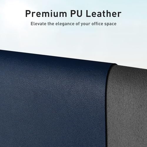 Aothia Faux Leather Desk Mat - Non-Slip PU Leather Desk Blotter, Waterproof Writing Surface, Large Desk Pad for Office & Home (Dark Blue, 55" x 17")
