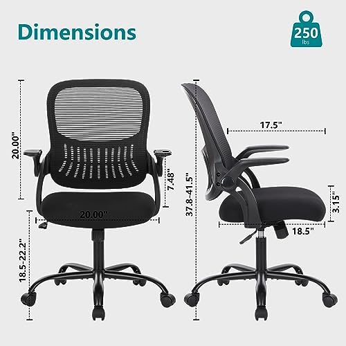 Sweetcrispy Executive Home Office Chair, Mesh Office Chair, Black