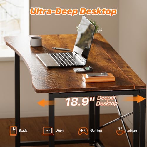 Huuger Folding Desk for Small Spaces, 47.2 Inch Foldable Computer Table