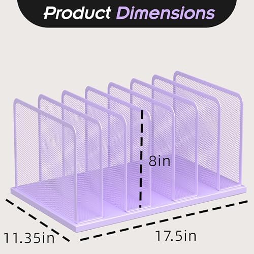 Kuntine.B 7-Section Upright Desk File Organizer Purple 1 Pack