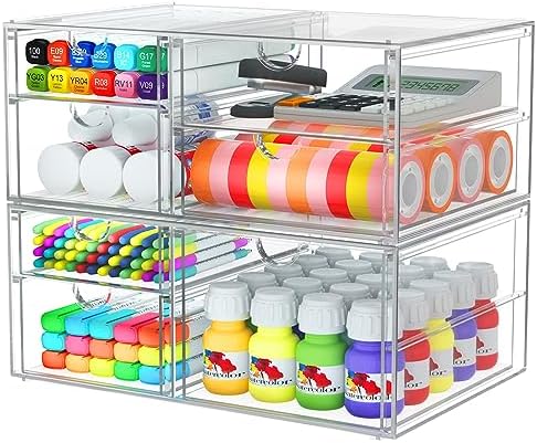 caktraie Acrylic 2-Pack 7-Drawer Makeup & Storage Organizer for Bath,Desk