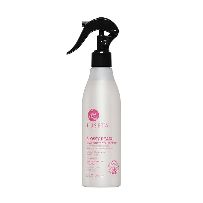 Luseta Glossy Pearl Heat Protectant Spray Smoothing Thermal Protection Treatment Enhance Shine and Add Strength for All Hair Types Protect Hair from Heat Damage 8.5oz
