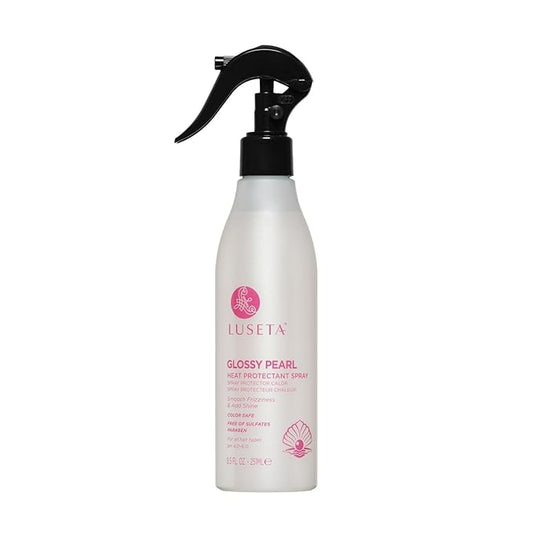 Luseta Glossy Pearl Heat Protectant Spray Smoothing Thermal Protection Treatment Enhance Shine and Add Strength for All Hair Types Protect Hair from Heat Damage 8.5oz