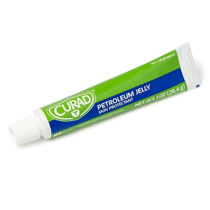 CURAD Petroleum Jelly, Multi-Purpose Skin Protectant, Soothing Relief for Dry Skin, Minor Cuts, Burns, and Chapped Lips, Moisturizing Ointment for Adults and Children,1 oz Tube, Pack of 12