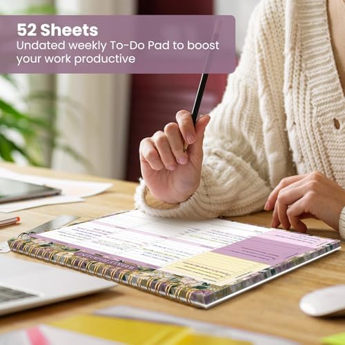Weekly To Do List Notepad with 52 Undated Sheets（8.5"×11"）- Undated Weekly Planner Notepad for Office Desk Accessories and Supplies - Twilight Garden