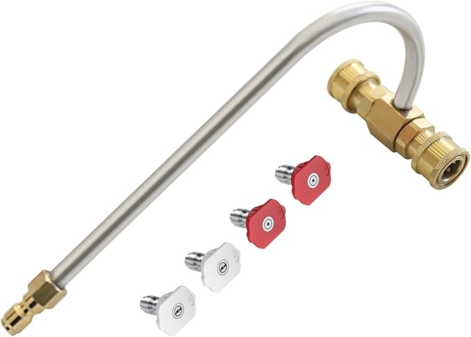 Pressure Washer Gutter Cleaner Attachment with Pressure Washer Nozzle Tips, 1/4'' Quick Connect Extension Wand for Cleaning Brick Drain Driveway Roof, Max 4000PSI (Nozzles Kit)