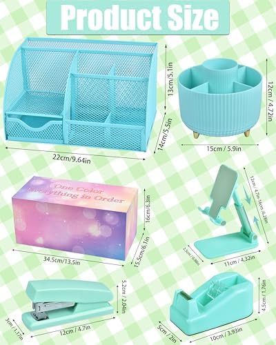 LXEVIHK Green and Blue Desk Accessories 21-Piece Office Supplies Gift Set