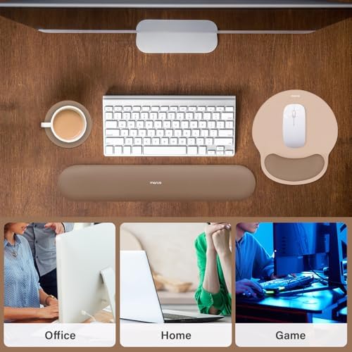 MOSISO Wrist Rest Support for Mouse Pad&Keyboard Set, Mocha