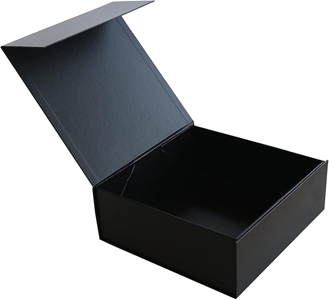 CECOBOX - Gift Boxes with Lids for Presents 6"x6"x2.75" - Matte, Collapsible Magnetic Closure Gift Box - Groomsmen & Bridesmaid Proposal Boxes, Wedding, PR, Birthdays, Holidays (Black Leatherette)