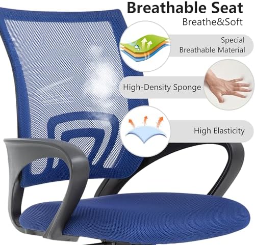 BestOffice Ergonomic Office Chair | Mid-Back Swivel Desk Chair | Dark Blue