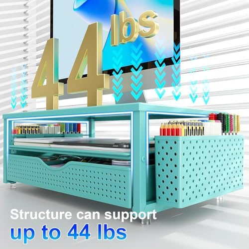 gianotter Desk Organizers and Accessories, Monitor Stand with Drawer and 2 Pen Holder, Desktop Organizer Suitable for Offices and Dormitories (Blue)