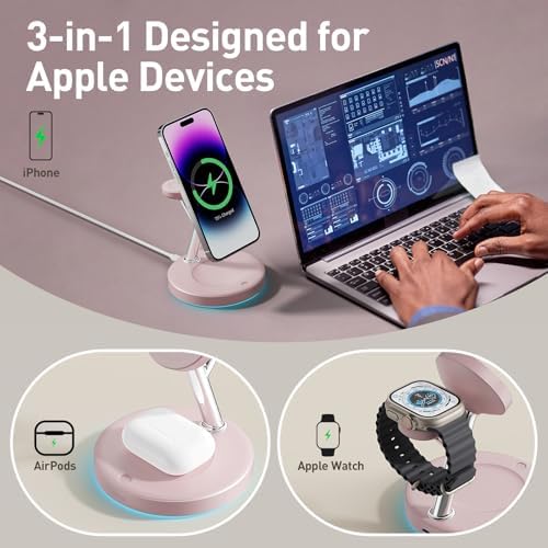 3 in 1 MagSafe Wireless Charger Stand for iPhone Apple Watch AirPods