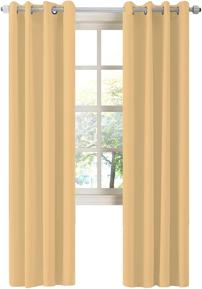 LA PALMA Thermal Insulated Blackout Darkening Grommet Living Room Curtains Window Drapes for Bedroom Pack of 2 Panels