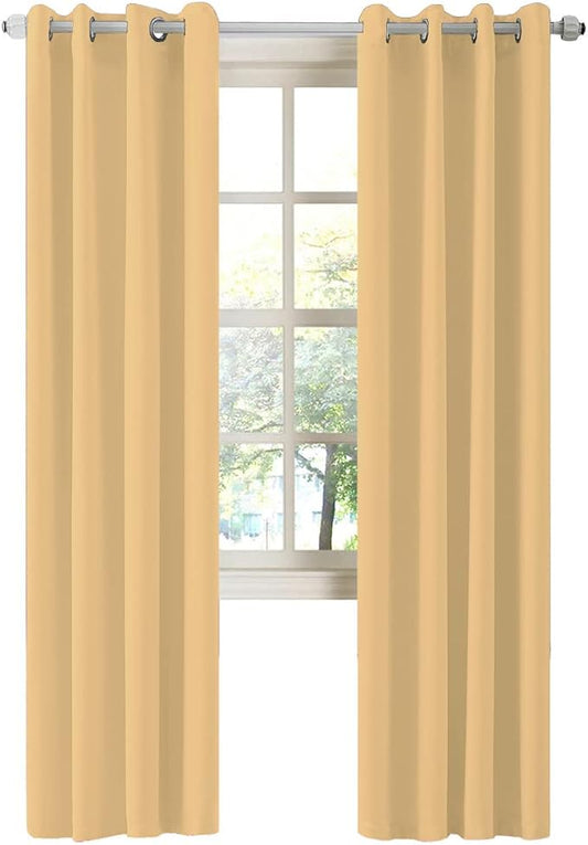 LA PALMA Thermal Insulated Blackout Darkening Grommet Living Room Curtains Window Drapes for Bedroom Pack of 2 Panels