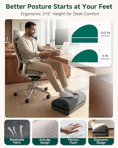 Snailax Heated Footrest Under Desk with Vibration, Adjustable Foot Stool