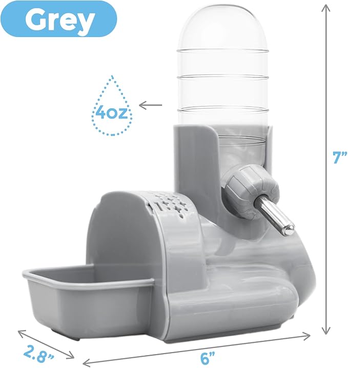 VANNON 3-in-1 Hamster Water Bottle with Food Bowl & Hideout Base, Grey | 3-in-1 feeding station combines water, food and hideout space to help keep hamster cages organized and easy to maintain.