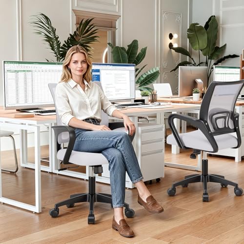BestOffice Ergonomic Office Chair | Mid-Back Swivel Desk Chair | White
