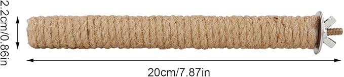 Hypeety Bird Perch Stand Natural Wood Parrot Hemp Rope Perch, 7.87''/20cm | Natural wood chewable stand, birdcage accessories toy, for macaws/cockatoos/african greys/budgies/parakeets/cockatiels, 2pcs