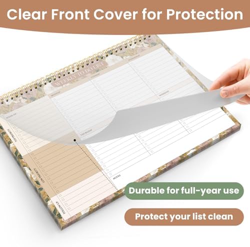 Weekly To Do List Notepad with 52 Undated Sheets（8.5"×11"）- Undated Weekly Planner Notepad for Office Desk Accessories and Supplies - Toffee Blossom